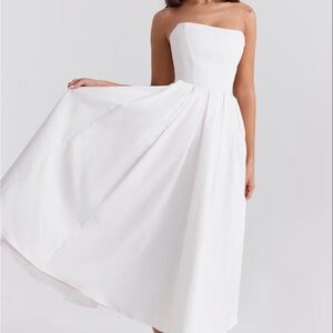 House of CB 
Audrey White Strapless Midi Sundress